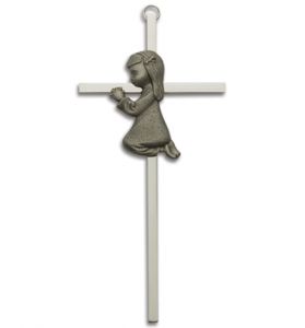 Silver Plated Girl's Wall Cross - 6"