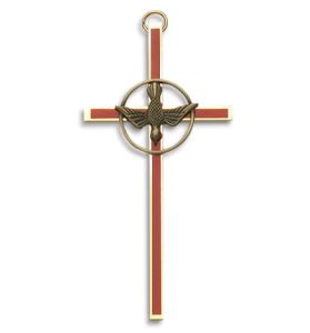 4" Screened Brass Confirmation Wall Cross 
with Centered Dove