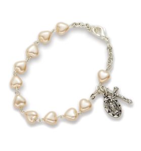 Heart Shaped Pearl Beads Bracelet - 5 1/2"