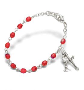 First Communion July Birthstone Bracelet - 5-1/2" 