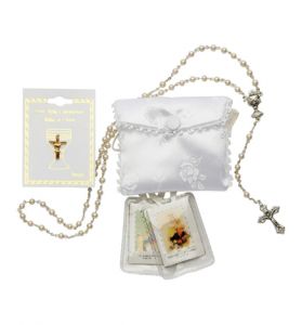 Girl's First Communion Set with Leatherette Rosary Case