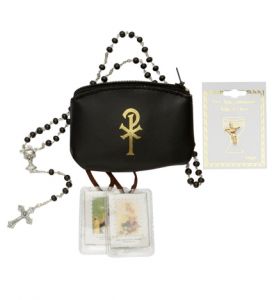 Boy's First Communion Set with Rosary Leatherette Case