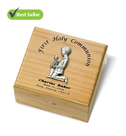 Boy's First Communion Maple Wood Keepsake Box