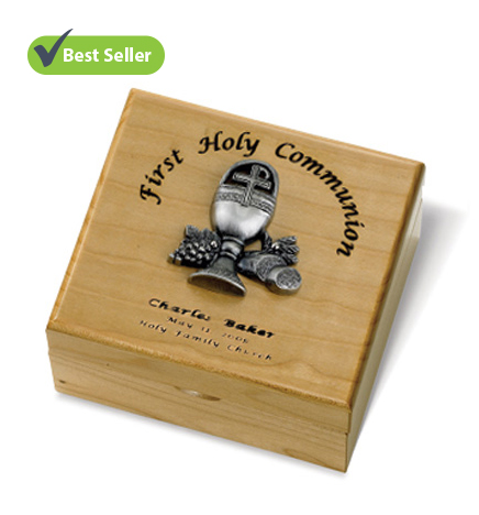 First Holy Communion Maple Wood Keepsake Box