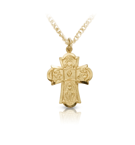 14K Gold-Filled Four-Way First Communion Cross - 5/8" 