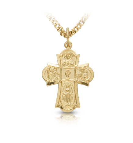 14K Gold Filled Four-Way First Communion Cross - 7/8" 