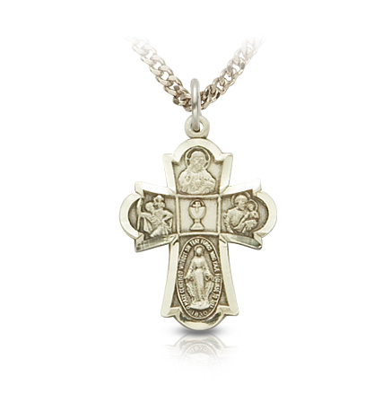 Sterling Silver Four-Way First Communion Cross - 1"