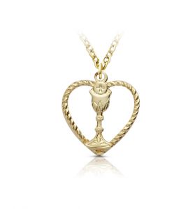 Gold Plated Open Heart Chalice 
Necklace - 5/8"