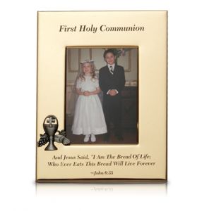 6" x 8 1/2" Gold Plated First Holy 
Communion Photo Frame