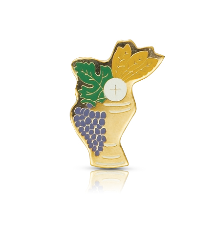 Gold Plated and Enameled Communion 
Chalice Lapel Pin - 7/8"