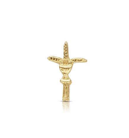 Gold Wheat Cross and Chalice Lapel Pin - 11/16"