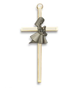 4" Screened Brass First Communion Girl 
Wall Cross