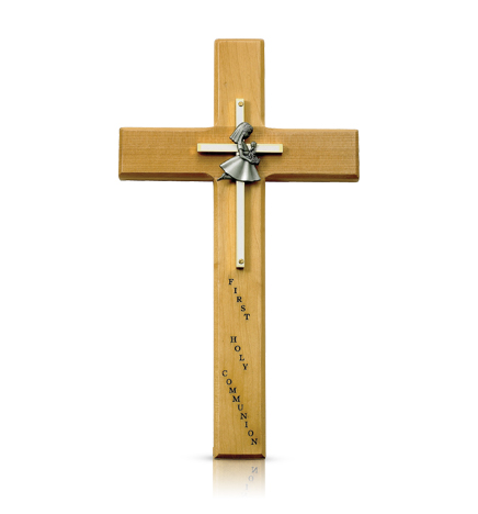 Girl First Communion Wood Wall Cross - 10" 