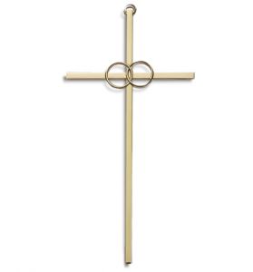 Brass Wedding Wall Cross - 8" 

