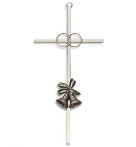 Silver Plated 25th Wedding Anniversary Cross - 8" 