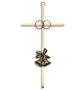 50th Wedding Anniversary Brass Cross - 8"