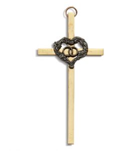 Brass Wedding Wall Cross - 4"