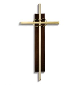 Brass & Wood Wedding Wall Cross - 7"