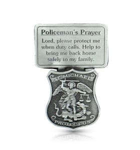 2 5/UW/SA3146_web.jpg8" Pewter St. Michael Policeman's Prayer Visor Clip