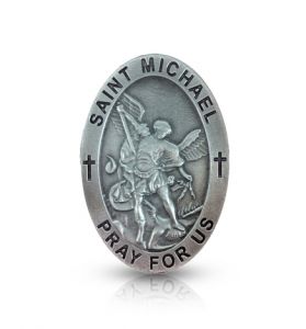 Pewter Oval St. Michael, Patron Saint of Police Visor Clip - 2"