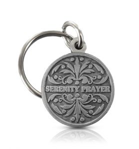 Pewter Round Serenity Prayer Key Chain - 1 1/4"