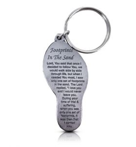 Pewter Footprints in the Sand Key Chain - 2 3/8"