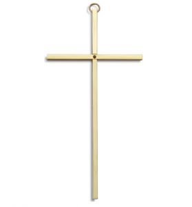 Simple Brass Wall Cross - 8" 