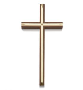 Walnut & Brass Wall Cross - 8" 