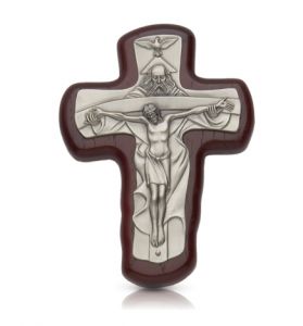 Cherry Wood Trinity Wall Crucifix - 5 3/4"